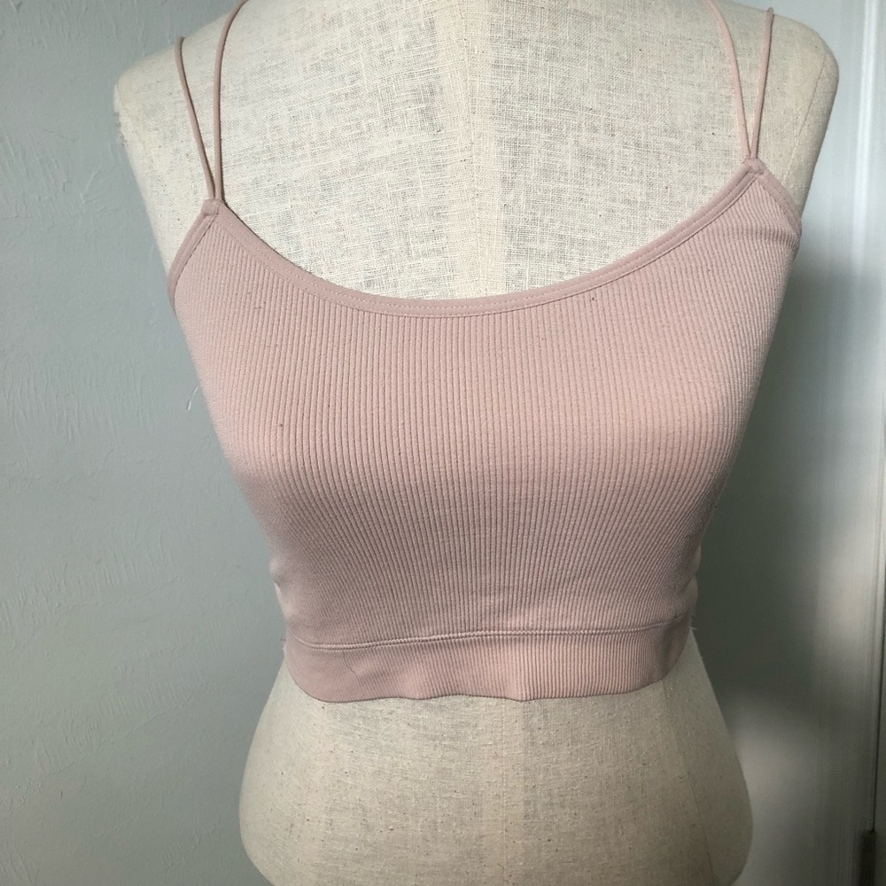 Gilly Hicks Blush Ribbed Bralette with Lace Back